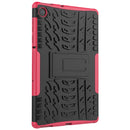 For Lenovo Tab M10 Plus TB-X606F Tire Texture Shockproof TPU+PC Protective Case with Holder(Rose Red)