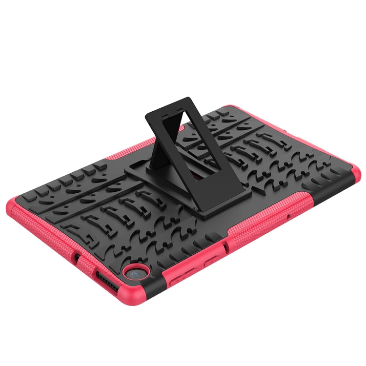 For Lenovo Tab M10 Plus TB-X606F Tire Texture Shockproof TPU+PC Protective Case with Holder(Rose Red)