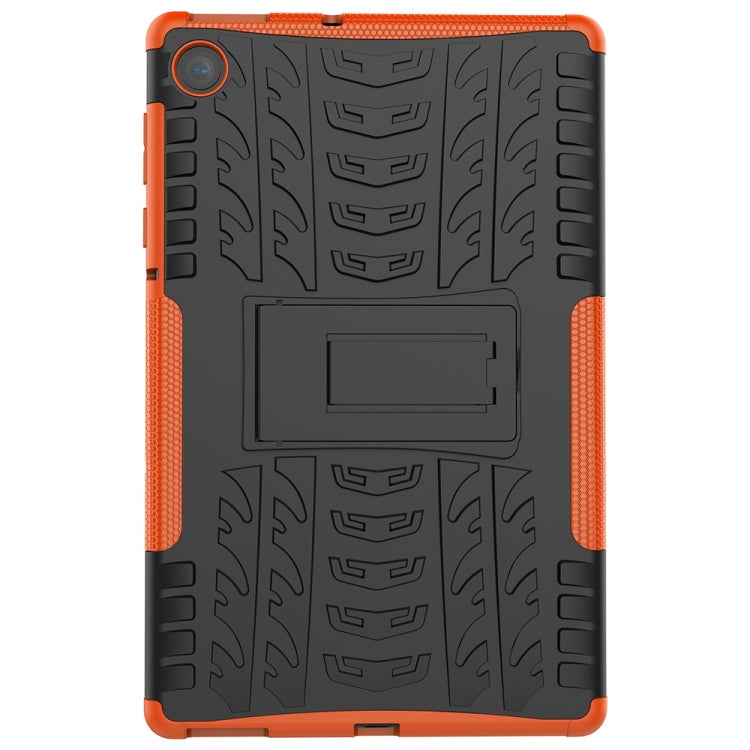 For Lenovo Tab M10 Plus TB-X606F Tire Texture Shockproof TPU+PC Protective Case with Holder(Orange)