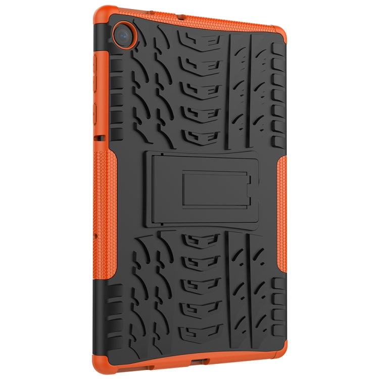 For Lenovo Tab M10 Plus TB-X606F Tire Texture Shockproof TPU+PC Protective Case with Holder(Orange)