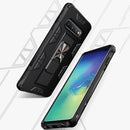 For Samsung Galaxy S10 Soldier Armor Shockproof TPU + PC Magnetic Protective Case with Holder(Silver)