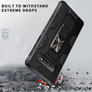 For Samsung Galaxy S10 Soldier Armor Shockproof TPU + PC Magnetic Protective Case with Holder(Silver)
