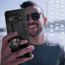 For Samsung Galaxy S10 Soldier Armor Shockproof TPU + PC Magnetic Protective Case with Holder(Silver)