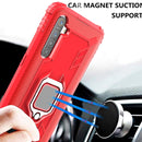 For OPPO Realme X50 & Realme X3 Carbon Fiber Protective Case with 360 Degree Rotating Ring Holder(Red)