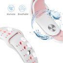 For Apple Watch Ultra 49mm / Series 8&7 45mm / SE 2&6&SE&5&4 44mm / 3&2&1 42mm Two-tone Porous Silicone Watch Band(White Pink)