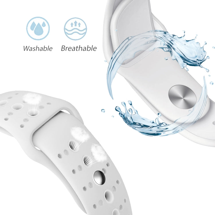 For Apple Watch Series 7 45mm / 6 & SE & 5 & 4 44mm / 3 & 2 & 1 42mm Two-tone Porous Silicone Watch Band(White)