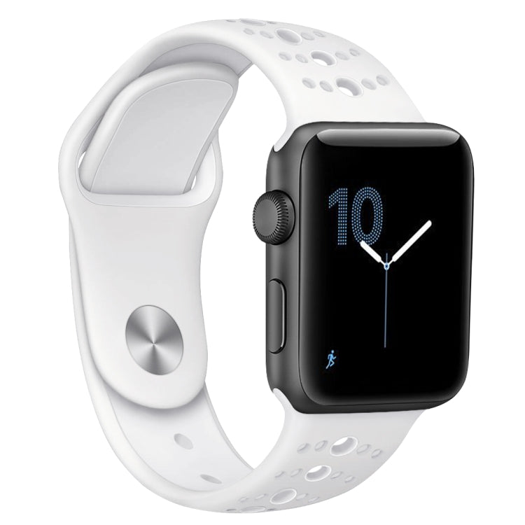 For Apple Watch Series 7 45mm / 6 & SE & 5 & 4 44mm / 3 & 2 & 1 42mm Two-tone Porous Silicone Watch Band(White)