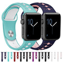 For Apple Watch Ultra 49mm / Series 8&7 45mm / SE 2&6&SE&5&4 44mm / 3&2&1 42mm Two-tone Porous Silicone Watch Band(White Pink)