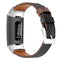 For Fitbit Charge 4 / 3 Top-grain Leather + 316L Stainless Steel Watch Band, Size:Small Code(Black)