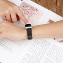 For Fitbit Charge 4 / 3 Top-grain Leather + 316L Stainless Steel Watch Band, Size:Small Code(Black)