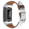 For Fitbit Charge 4 / 3 Top-grain Leather + 316L Stainless Steel Watch Band, Size:Small Code(White)