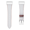 For Fitbit Charge 4 / 3 Top-grain Leather + 316L Stainless Steel Watch Band, Size:Small Code(White)