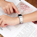 For Fitbit Charge 4 / 3 Top-grain Leather + 316L Stainless Steel Watch Band, Size:Small Code(White)