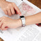 For Fitbit Charge 4 / 3 Top-grain Leather + 316L Stainless Steel Watch Band, Size:Small Code(White)