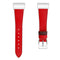 For Fitbit Charge 4 / 3 Top-grain Leather + 316L Stainless Steel Watch Band, Size:Small Code(Red)