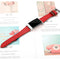 For Fitbit Charge 4 / 3 Top-grain Leather + 316L Stainless Steel Watch Band, Size:Small Code(Red)