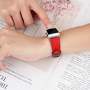 For Fitbit Charge 4 / 3 Top-grain Leather + 316L Stainless Steel Watch Band, Size:Small Code(Red)