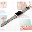 For Fitbit Charge 4 / 3 Top-grain Leather + 316L Stainless Steel Watch Band, Size:Small Code(Light Gray)
