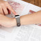 For Fitbit Charge 4 / 3 Top-grain Leather + 316L Stainless Steel Watch Band, Size:Small Code(Light Gray)