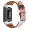 For Fitbit Charge 4 / 3 Top-grain Leather + 316L Stainless Steel Watch Band, Size:Small Code(Pink)