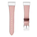 For Fitbit Charge 4 / 3 Top-grain Leather + 316L Stainless Steel Watch Band, Size:Small Code(Pink)