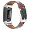 For Fitbit Charge 4 / 3 Top-grain Leather + 316L Stainless Steel Watch Band, Size:Small Code(Safflower)