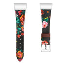 For Fitbit Charge 4 / 3 Top-grain Leather + 316L Stainless Steel Watch Band, Size:Small Code(Safflower)