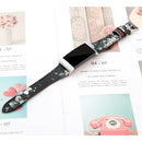 For Fitbit Charge 4 / 3 Top-grain Leather + 316L Stainless Steel Watch Band, Size:Small Code(Grey Flower)