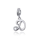 S925 Sterling Silver 26 English Letter Pendant DIY Bracelet Necklace Accessories, Style:D