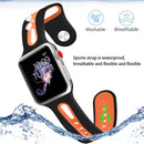 For Apple Watch Series 7 41mm / 6 & SE & 5 & 4 40mm / 3 & 2 & 1 38mm Two-tone Silicone Open Watch Band(Black+Orange)