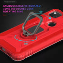 For Xiaomi Redmi 9C Carbon Fiber Protective Case with 360 Degree Rotating Ring Holder(Red)