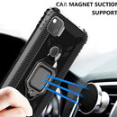 For Xiaomi Redmi 9C Carbon Fiber Protective Case with 360 Degree Rotating Ring Holder(Black)