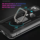 For Xiaomi Redmi 9C Carbon Fiber Protective Case with 360 Degree Rotating Ring Holder(Black)