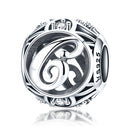 S925 Sterling Silver 26 English Letter Beads DIY Bracelet Necklace Accessories, Style:C