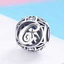 S925 Sterling Silver 26 English Letter Beads DIY Bracelet Necklace Accessories, Style:C