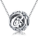 S925 Sterling Silver 26 English Letter Beads DIY Bracelet Necklace Accessories, Style:C