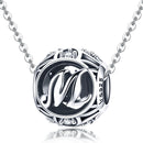 S925 Sterling Silver 26 English Letter Beads DIY Bracelet Necklace Accessories, Style:M