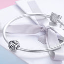 S925 Sterling Silver 26 English Letter Beads DIY Bracelet Necklace Accessories, Style:M