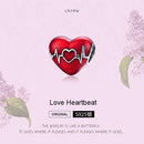 S925 Sterling Silver Pendant Love Heartbeat Red Love Heart Line Illustration Beads DIY Bracelet Necklace Accessories