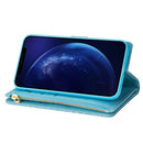 For Samsung Galaxy S8 Multi-card Slots Starry Sky Laser Carving Glitter Zipper Horizontal Flip Leather Case with Holder & Wallet & Lanyard(Sky Blue)