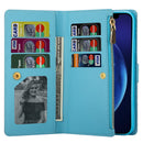 For Samsung Galaxy S8 Multi-card Slots Starry Sky Laser Carving Glitter Zipper Horizontal Flip Leather Case with Holder & Wallet & Lanyard(Sky Blue)