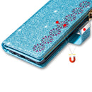 For Samsung Galaxy S8 Multi-card Slots Starry Sky Laser Carving Glitter Zipper Horizontal Flip Leather Case with Holder & Wallet & Lanyard(Sky Blue)