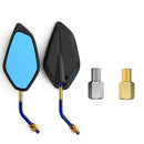 Motorcycle / Electromobile Modified Diamond-shaped Burnt Titanium Plating Rearview Mirror, Style:Carbon Fiber Type Burnt Titanium+Gold