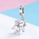 S925 Sterling Silver Pendant Happy Baby Elephant Beads DIY Bracelet Necklace Accessories