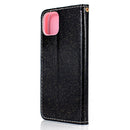 For iPhone 12 / 12 Pro Glitter Powder Horizontal Flip Leather Case with Card Slots & Holder & Photo Frame & Wallet & Lanyard(Black)
