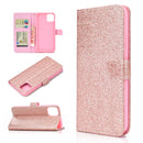For iPhone 12 / 12 Pro Glitter Powder Horizontal Flip Leather Case with Card Slots & Holder & Photo Frame & Wallet & Lanyard(Rose Gold)