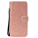 For iPhone 12 / 12 Pro Glitter Powder Horizontal Flip Leather Case with Card Slots & Holder & Photo Frame & Wallet & Lanyard(Rose Gold)