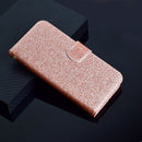 For iPhone 12 / 12 Pro Glitter Powder Horizontal Flip Leather Case with Card Slots & Holder & Photo Frame & Wallet & Lanyard(Rose Gold)