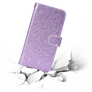 For iPhone 12 / 12 Pro Glitter Powder Horizontal Flip Leather Case with Card Slots & Holder & Photo Frame & Wallet & Lanyard(Purple)
