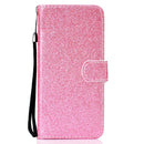 For iPhone 12 / 12 Pro Glitter Powder Horizontal Flip Leather Case with Card Slots & Holder & Photo Frame & Wallet & Lanyard(Pink)